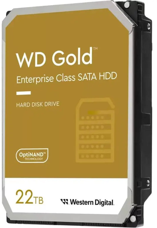 Western Digital Gold Enterprise Class HDD Drive 22 TB SATA 6Gb/s HDD 3.5inch internal 7200Rpm 512MB Cache 24x7 Bulk (WD221KRYZ)